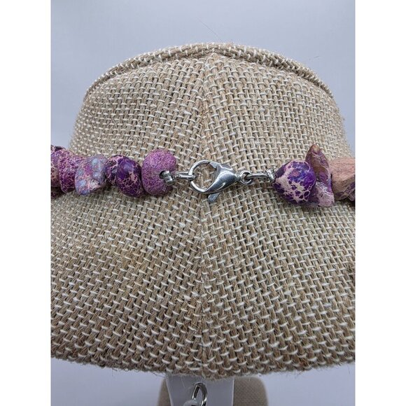Purple‎ Sea Sediment Imperial Jasper Necklace Handmade Slabs Chips 18" Statement - Picture 5 of 11